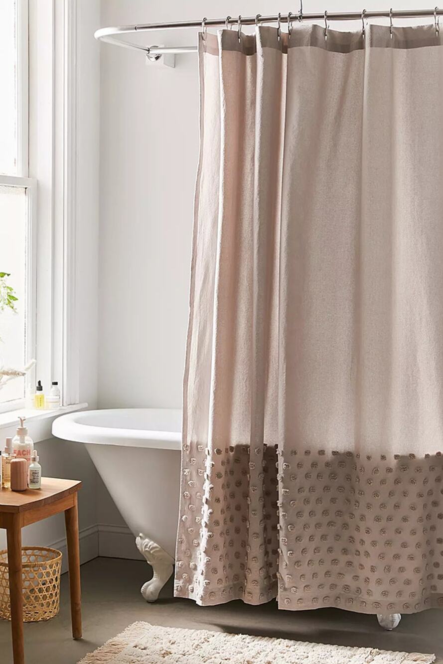 Urban Outfitters Tufted Dot Shower Curtain - Gray - New